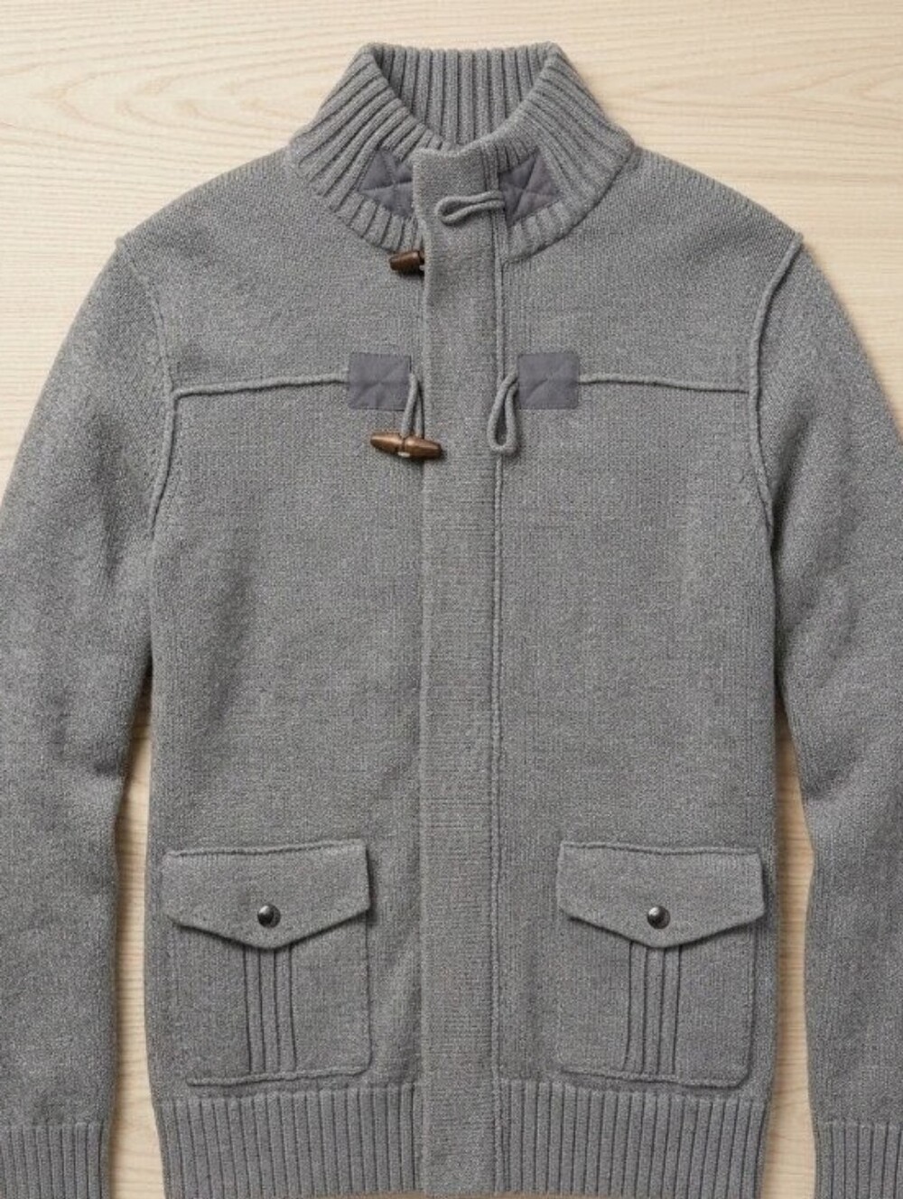 L Vintage Banana Republic Men's Heavy Knit Toggle Full-Zip Cardigan Sweater